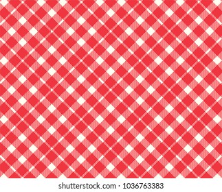 Red Gingham pattern. Texture from rhombus/squares for - plaid, tablecloths, clothes, shirts, dresses, paper, bedding, blankets, quilts and other textile products. Vector illustration.