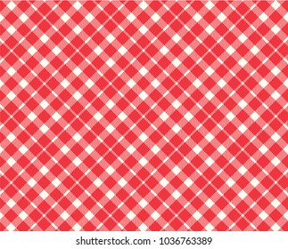 Red Gingham pattern. Texture from rhombus/squares for - plaid, tablecloths, clothes, shirts, dresses, paper, bedding, blankets, quilts and other textile products. Vector illustration.