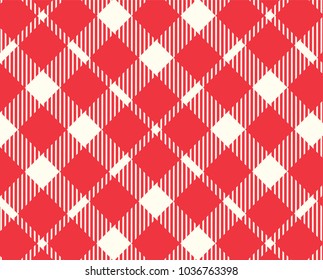 Red Gingham pattern. Texture from rhombus/squares for - plaid, tablecloths, clothes, shirts, dresses, paper, bedding, blankets, quilts and other textile products. Vector illustration.
