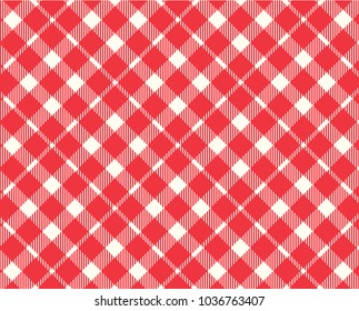 Red Gingham pattern. Texture from rhombus/squares for - plaid, tablecloths, clothes, shirts, dresses, paper, bedding, blankets, quilts and other textile products. Vector illustration.