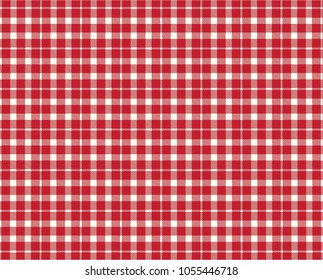 Red Gingham pattern. Texture from rhombus/squares for - plaid, tablecloths, clothes, shirts, dresses, paper, bedding, blankets, quilts and other textile products. Vector illustration.