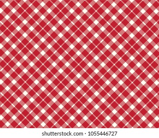 Red Gingham pattern. Texture from rhombus/squares for - plaid, tablecloths, clothes, shirts, dresses, paper, bedding, blankets, quilts and other textile products. Vector illustration.
