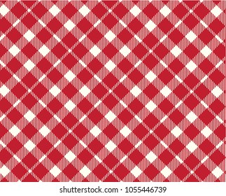 Red Gingham pattern. Texture from rhombus/squares for - plaid, tablecloths, clothes, shirts, dresses, paper, bedding, blankets, quilts and other textile products. Vector illustration.