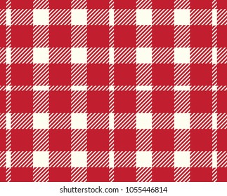 Red Gingham pattern. Texture from rhombus/squares for - plaid, tablecloths, clothes, shirts, dresses, paper, bedding, blankets, quilts and other textile products. Vector illustration.