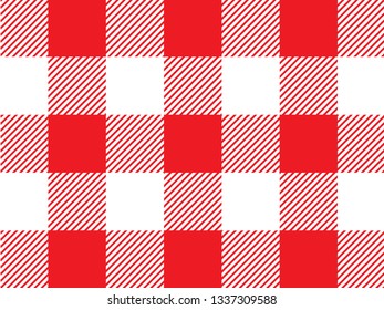 Red Gingham pattern. Texture from rhombus/squares for - plaid, tablecloths, clothes, shirts, dresses, paper, bedding, blankets, quilts and other textile products. Vector illustration. 