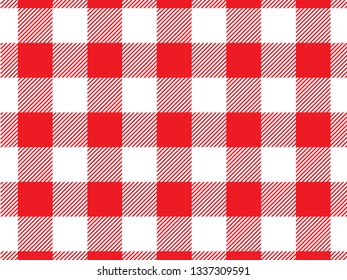 Red Gingham pattern. Texture from rhombus/squares for - plaid, tablecloths, clothes, shirts, dresses, paper, bedding, blankets, quilts and other textile products. Vector illustration. 