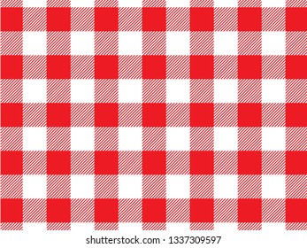 Red Gingham pattern. Texture from rhombus/squares for - plaid, tablecloths, clothes, shirts, dresses, paper, bedding, blankets, quilts and other textile products. Vector illustration. 