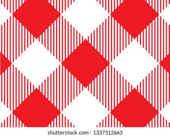 Red Gingham pattern. Texture from rhombus/squares for - plaid, tablecloths, clothes, shirts, dresses, paper, bedding, blankets, quilts and other textile products. Vector illustration. 