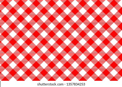 Red Gingham pattern. Texture from rhombus/squares for - plaid, tablecloths, clothes, shirts, dresses, paper, bedding, blankets, quilts and other textile products. Vector illustration.