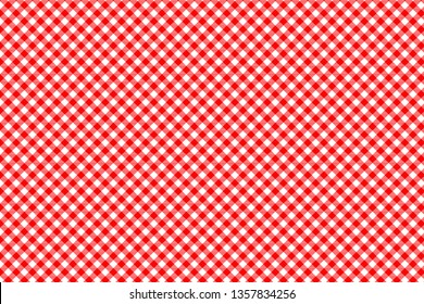 Red Gingham pattern. Texture from rhombus/squares for - plaid, tablecloths, clothes, shirts, dresses, paper, bedding, blankets, quilts and other textile products. Vector illustration.