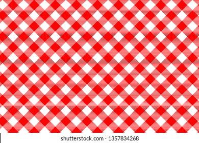 Red Gingham pattern. Texture from rhombus/squares for - plaid, tablecloths, clothes, shirts, dresses, paper, bedding, blankets, quilts and other textile products. Vector illustration.