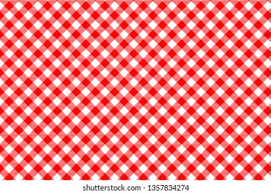 Red Gingham pattern. Texture from rhombus/squares for - plaid, tablecloths, clothes, shirts, dresses, paper, bedding, blankets, quilts and other textile products. Vector illustration.