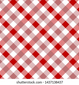 Red Gingham pattern. Texture from rhombus/squares for - plaid, tablecloths, clothes, shirts, dresses, paper, bedding, blankets, quilts and other textile products. Vector illustration EPS 10