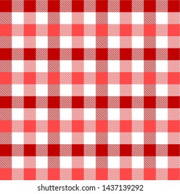 Red Gingham pattern. Texture from rhombus/squares for - plaid, tablecloths, clothes, shirts, dresses, paper, bedding, blankets, quilts and other textile products. Vector illustration EPS 10