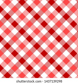 Red Gingham pattern. Texture from rhombus/squares for - plaid, tablecloths, clothes, shirts, dresses, paper, bedding, blankets, quilts and other textile products. Vector illustration EPS 10