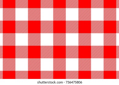 Red Gingham pattern. Texture from rhombus/squares for - plaid, tablecloths, clothes, shirts, dresses, paper, bedding, blankets, quilts and other textile products. Vector illustration.