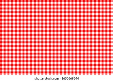 Patrón de Gingham rojo. Textura de cuadrados para - manteles, ropa, pantalones, vestidos, papel, ropa de cama, mantas, edredones y otros productos textiles. Ilustración vectorial.