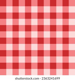 Red gingham picnic mat vector illustration. Picnic blanket or tablecloth checkered seamless pattern. Plaid texture background design. Repeat pattern and decoration.