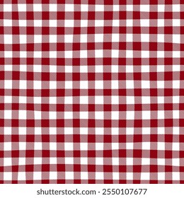 Rojo Gingham, patrón a cuadros, patrón sin costuras Gingham, textil a cuadros. Tela sin costuras. Gingham sin costuras, efecto textura. Diseño de dibujo de mano para proyecto, tela, moda, decoración del hogar, vintage, textiles