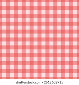 Red gingham seamless pattern. Checkered texture for napkin, blanket and throw. Textile square geometric background.