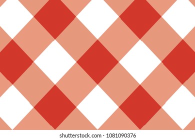 Red Gingham seamless pattern. Texture from rhombus/squares for - plaid, tablecloths, clothes, shirts, dresses, paper, bedding, blankets, quilts and other textile products. Vector illustration.