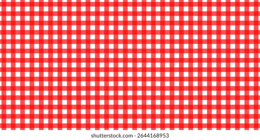 Red Gingham seamless pattern. Texture from rhombus.squares for - plaid, tablecloths, clothes, shirts, dresses, paper, bedding, blankets, quilts and other textile products. Vector illustration.