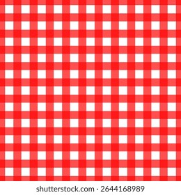 Red Gingham seamless pattern. Texture from rhombus.squares for - plaid, tablecloths, clothes, shirts, dresses, paper, bedding, blankets, quilts and other textile products. Vector illustration.