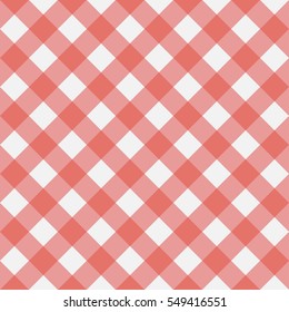 Red Gingham seamless pattern. Texture from rhombus/squares for - plaid, tablecloths, clothes, shirts, dresses, paper, bedding, blankets, quilts and other textile products. Vector illustration.
