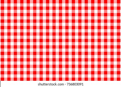 Red Gingham seamless pattern. Texture from rhombus/squares for - plaid, tablecloths, clothes, shirts, dresses, paper, bedding, blankets, quilts and other textile products. Vector illustration.