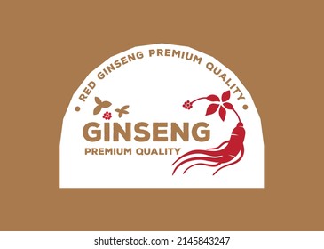 Red ginseng emblem logo design Vector image