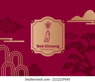 Red ginseng emblem traditional label design