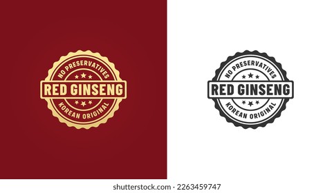 red ginseng label or red ginseng seal vector. Suitable for original Korean red ginseng product labels. Red ginseng stamp design with elegant appearance. Premium product labels.