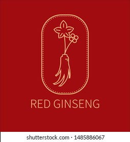 red ginseng Logo emblem label vector