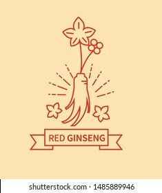 red ginseng Logo emblem label vector