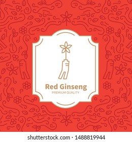 red ginseng Logo emblem label vector