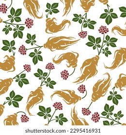 Red ginseng pattern background set. Collection icon red ginseng. Vector