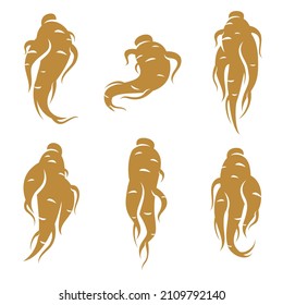 Red ginseng set. Collection icon red ginseng. Vector