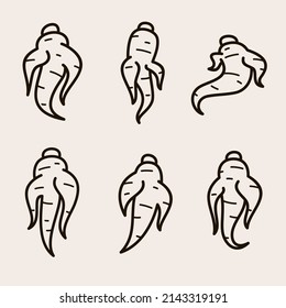 Red ginseng set. Collection icon red ginseng. Vector