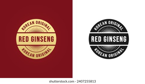 red ginseng stamp or red ginseng label vector isolated. Best for original Korean red ginseng product labels. Red ginseng stamp design with elegant appearance.