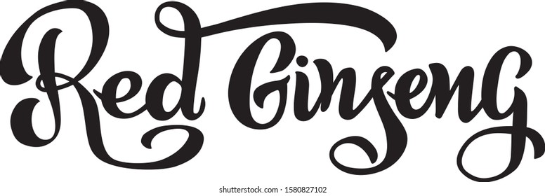 Red  ginseng  - Vector text, lettering,  logo for your products, shop, business cards, flyers, prints and banners. Vector illustration isolated on white background. EPS 10