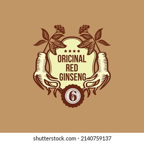 Red Ginseng Vintage Graphic Label Vector Image