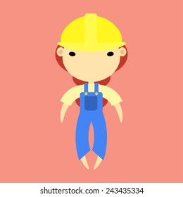 Red girl builderf illustration