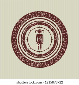 Red girl icon inside distressed rubber grunge texture stamp