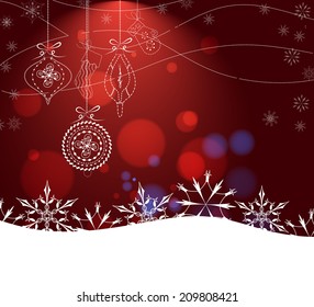 Red Glamorous Christmas Background With Christmas Ornaments