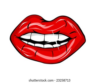 red glamour lips on white background