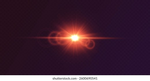 Red glare of light and flash of a star.