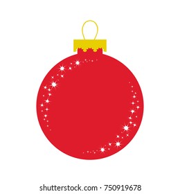 Red glass ball. Christmas tree decoration on Christmas. Flat colored insulated picture.