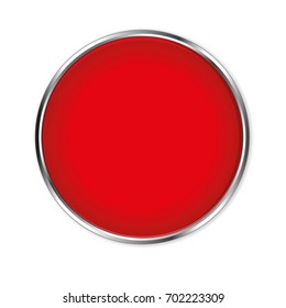 Red glass button isolated on white background