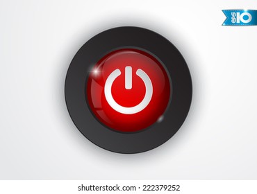 Red glass button on