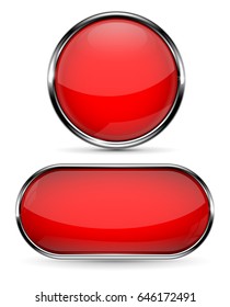 Red Glass Buttons Metal Frame Round Stock Vector (Royalty Free ...